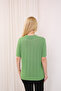 Polo V-Neck Short Sleeve Openwork Leaf Patterned Summer Fresh Airy Viscose Knitwear T-Shirt - 2