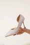Women's Silver Heeled Shoes Fs08Ms45B - 6