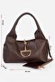Nora Genuine Suede Shoulder Bag with Metal Buckle - 2