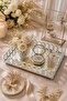 Mirrored Ring Detailed Silver Decorative Tray Small (20X30)