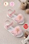 Girls' Pompom Tasseled Stoned Summer Velcro Sandals with Soft Comfortable Soles