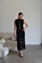 Napoleon Button Detailed Vest and Midi Skirt Design Black Lace Set - 4