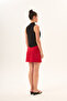 Red High Waist A-Line Mini Skirt - 3