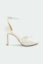 Space Stone Knot Detailed Platform White Evening Dress Shoes - 3