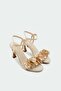Cage Stone Flower Detailed Women's Leather Heeled Shoes - 5