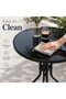 Patio Round Table Opaque Tempered Glass top - Outdoor Table, Outdoor Side Table, Metal Coffee Table for Outdoor Patio, Balcony, Poolside, living room Table - Opaque - 6