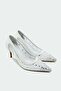 Miego Stone Detailed Women's White Heeled Shoes - 4