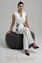 Double Breasted Vest Crepe Suit - Premier Series - Black / White / Latte 36051 - 5