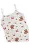 Girl's 100% Cotton Fabric White Color Teddy Bear Ribbon Patterned Thin Strap Athlete Boxer Set - 2