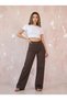 Brown Women's Lycra High Waist Wide Leg Loose Wide Leg Jeans