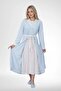 Women's Large Size Floral Patterned Long Sleeve Dressing Gown Nightgown 2 Piece Set %100 Cotton - 2