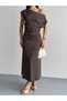 New Season Women's Zra Model Jersey Fabric Polka Dot Shoulder Detailed Midi Dress - 2