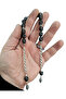 Silver Watermelon Slice Embroidered Erzurum Oltu Stone Zaza Prayer Beads 36 cm - 2