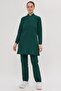 Nova Hakim Collar Tesettür Emerald Green Lycra-Free Thin Fabric Nurse Doctor Uniform Set