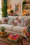 Vintage Style Throw Pillow Cover Set of 4 Floral Soft Colors