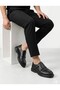 Black Genuine Leather Buckle Detailed Thick Sole Loafer Shoes