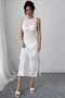100% Cotton Openwork Backless Crew Neck Long Pareo-Beach Dress with Slit Detail - 2