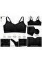 Women's Black Color Seamless Underwire-Free Bra with Removable Pads Laser Cut Gathering Bustier - 5