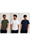 T-Shirt Basic 3-Piece Set Green White Navy Blue 100% Cotton Regular Fit Men/Unisex Limited Stock - 2
