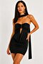 Black Mini Evening Dress with Collar Detail - 2