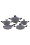 Non-Stick Aluminium Granite Coated Cookware Set, 9 pcs, Light Grey