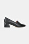 Women's Black Genuine Leather Medium Heel Loafer Shoes in Sizes 33-34-35-41-42-43 - 5