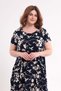 Women's Navy Blue Beige Poppy Pattern Pocketed Loose Fit 42-54 Compatible Standard Size Flexible Dress - 6