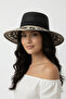 Luxury Black Ethnic Patterned Straw Women's Hat |   Special Day Boater Model Gift - 4