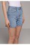 Regular Fit High Waist Straight Women's Light Indigo Denim Jean Shorts - 4