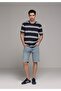 Straight Fit Mid Waist Plain Men's Light Indigo Denim Jean Shorts