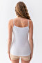 Women's White Lace Collar Ribbed Cotton Strap Tank Top - 4