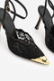 Women's Black Lace Detailed Stiletto Evening Dress Shoes Gold Toe Black Evening Dress Shoes Stc1304 - 4