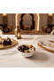 Solecasa Off-White Round Ceramic Salad Bowl with Gold Rim - 5.5 Inch - 2