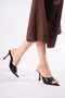 Women's Black Patent Leather Pointed Toe 8cm Thin Heeled Evening Dress Slippers Fs42My01A - 3