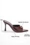 Women's Bitter Brown Patent Leather Pointed Toe 8cm Thin Heeled Evening Dress Slippers Fs42My01C - 3