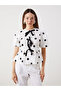 Crew Neck Polka Dot Blouse with Bow on the Front
