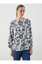 Tie-Up Collar Patterned Blouse