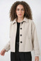 Women's Double-Breasted Cotton Ecru Jacket with Pocket Detail - 4