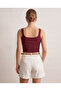 Women's Burgundy U-Neck Thick Strap Ribbed Knitwear Athlete Blouse - 3
