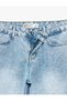 Stone Detailed Straight Leg Regular Waist Cotton Baggy Denim Trousers - Baggy Jeans - 5