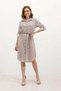 Women's Shirt Collar Belted Striped Viscose Mink Dress - 3