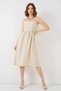 Women's Strappy Belted Viscose Cream Dress