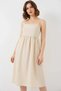 Women's Strappy Belted Viscose Cream Dress - 4