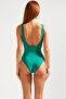 Women's Swimsuit U-Neck Sleeveless Covered Without Underwire Raschel Knitted Fabric Plain Pattern Regular Cut Slip Bottom Stylish - 5