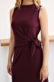 Women's Modal Fabric Crew Neck Tie Detail Thick Strap Short Dress - 8