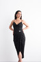 Strappy Collar, Sparkling, Brooch Detailed, Slit, Stylish Evening Dress