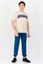 Men Sportswear Fit Short Sleeve Outdoor T-Shirt, Beige - 4