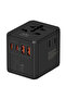 BTC-47 25W GaN Universal Travel Adapter with 3 AC Sockets, 2 USB-C & 2 USB-A, 10A Fuse, Worldwide Plug for 200+ Countries - Black