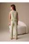 Girl's Crinkle Pants and Blouse 2-Piece Set Floral Patterned Green - 2