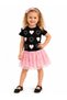 Girl's Black and Pink 2-Piece Heart Tulle Lined Skirt Top and Bottom Set - 6
